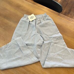 Light Gray Casual Linen-Blend Pants